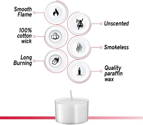 Lerner Clear Tea Lights Candles Bulk - Long Burning 8 Hour Clear Cup Tealight 50 Pack - Consistent Smkless Clean Burning - Holiday, Wedding, Spa, Emergency and Home Decoration Candles in Saudi Arabia