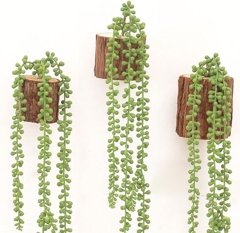 Sunrisee 2 Pcs Artificial Hanging Succulents Plants 2.3FT String of Pearls Hanging Basketplant Fake Lover's Tears Succulent for Home Garden Wall Decoration in Kuwait