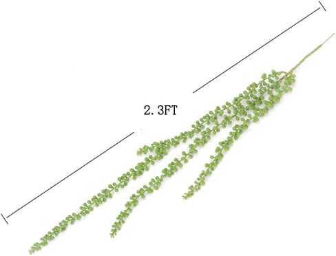 Sunrisee 2 Pcs Artificial Hanging Succulents Plants 2.3FT String of Pearls Hanging Basketplant Fake Lover's Tears Succulent for Home Garden Wall Decoration in Kuwait