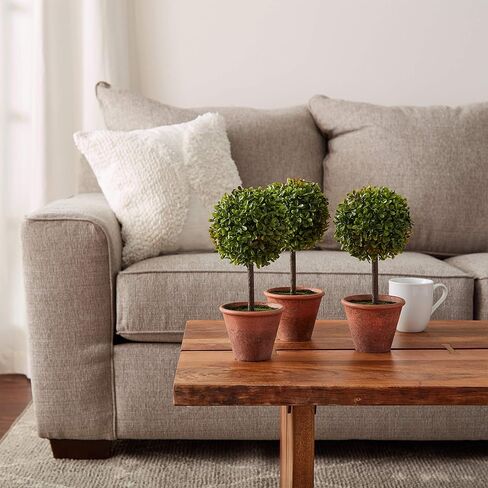 صندوق خشبي صناعي للمنزل - 3 قطع بتصميم مطابق واقعي بطول 29.21 سم في الأواني المزخرفة للديكور المنزلي والمكتب من بيور جاردن (مجموعة من 3)، أخضر in Kuwait