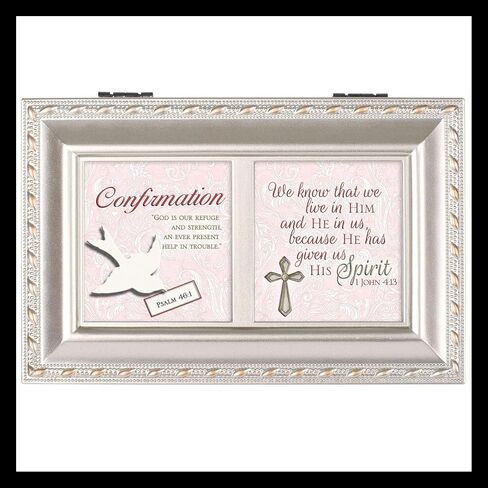 Cottage Garden Confirmation We Live in Him Brushed Silvertone Jewelry Music Box Plays Amazing Grace in Saudi Arabia