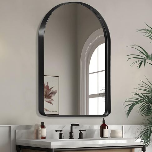 NicBex 28x24 Inch Bathroom Vanity Mirror, Modern Deep Frame Round Corners Mirror, Alloy Frame Wall Mirror for Bathroom Vanity, Bedroom, Hallway and Home Deco, Black in Kuwait