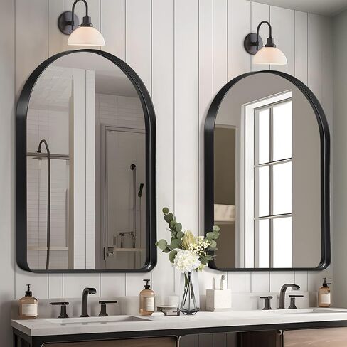NicBex 28x24 Inch Bathroom Vanity Mirror, Modern Deep Frame Round Corners Mirror, Alloy Frame Wall Mirror for Bathroom Vanity, Bedroom, Hallway and Home Deco, Black in Kuwait