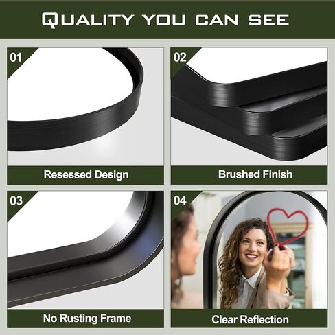 NicBex 28x24 Inch Bathroom Vanity Mirror, Modern Deep Frame Round Corners Mirror, Alloy Frame Wall Mirror for Bathroom Vanity, Bedroom, Hallway and Home Deco, Black in Kuwait