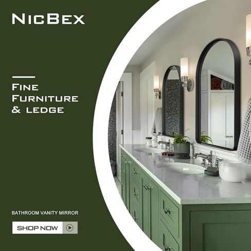 NicBex 28x24 Inch Bathroom Vanity Mirror, Modern Deep Frame Round Corners Mirror, Alloy Frame Wall Mirror for Bathroom Vanity, Bedroom, Hallway and Home Deco, Black in Kuwait