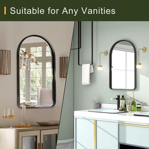 NicBex 28x24 Inch Bathroom Vanity Mirror, Modern Deep Frame Round Corners Mirror, Alloy Frame Wall Mirror for Bathroom Vanity, Bedroom, Hallway and Home Deco, Black in Kuwait