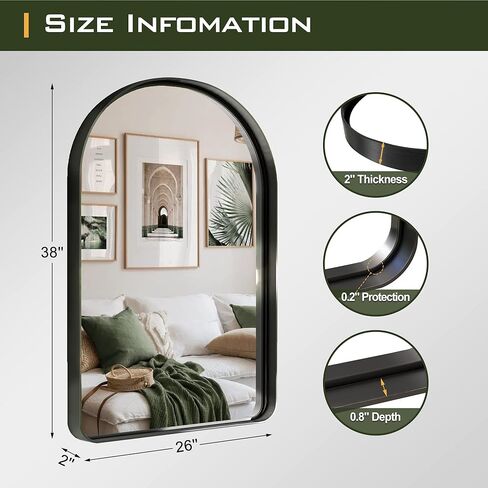 NicBex 28x24 Inch Bathroom Vanity Mirror, Modern Deep Frame Round Corners Mirror, Alloy Frame Wall Mirror for Bathroom Vanity, Bedroom, Hallway and Home Deco, Black in Kuwait