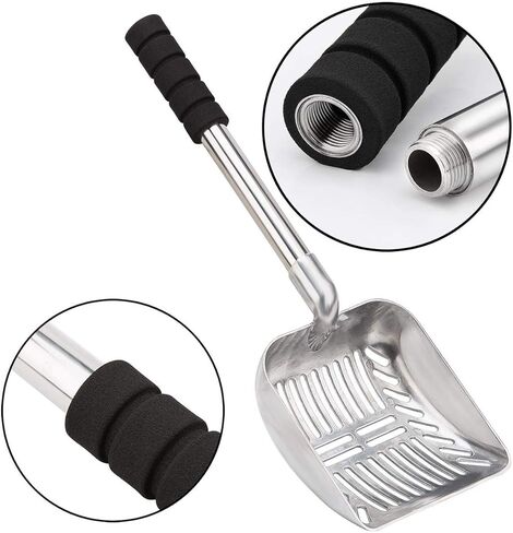 Ruiqas Cat Litter Scoop, Metal Cat Litter Scoop, Removable Non-Stick Cat Litter Scoop with Foam Padded Long Handle in Kuwait