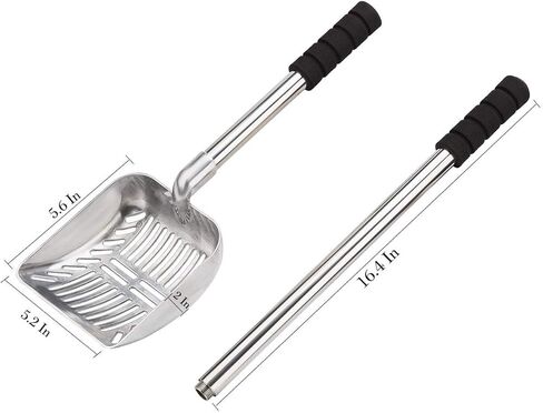 Ruiqas Cat Litter Scoop, Metal Cat Litter Scoop, Removable Non-Stick Cat Litter Scoop with Foam Padded Long Handle in Kuwait