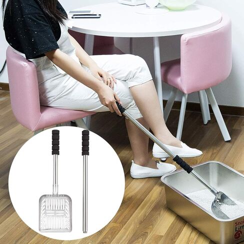 Ruiqas Cat Litter Scoop, Metal Cat Litter Scoop, Removable Non-Stick Cat Litter Scoop with Foam Padded Long Handle in Kuwait