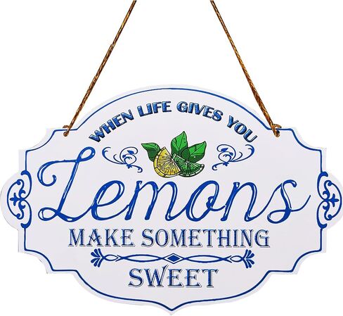 PXIYOU When Life Give You Lemons Make thing Sweet Vintage Wooden Hanging Sign Farm Wall Decor for Home Kitchen Living Room Wall Art Decor 13 x 9 Inch in Kuwait