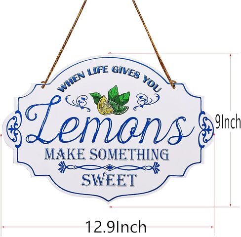 PXIYOU When Life Give You Lemons Make thing Sweet Vintage Wooden Hanging Sign Farm Wall Decor for Home Kitchen Living Room Wall Art Decor 13 x 9 Inch in Kuwait