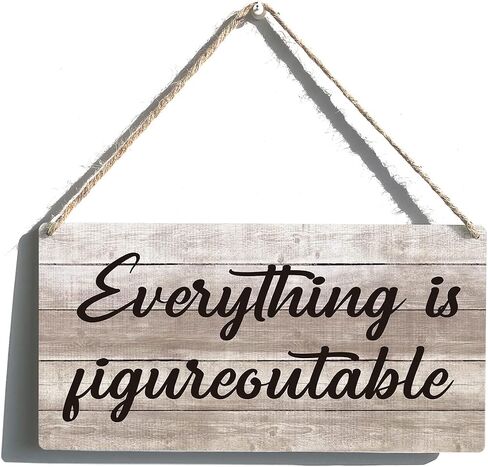Positive Sign Farmhouse Everything is Figureoutable Wooden Hanging Sign Rustic Retro Wall Art Decor Home Decoration 12 x 6 Inches in Saudi Arabia