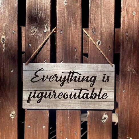 Positive Sign Farmhouse Everything is Figureoutable Wooden Hanging Sign Rustic Retro Wall Art Decor Home Decoration 12 x 6 Inches in Saudi Arabia