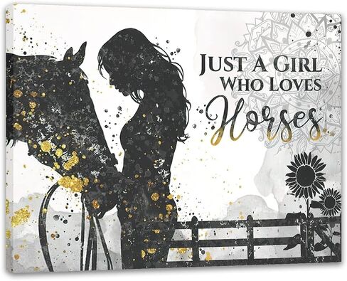 Rustic Farmhouse Horse Wall Art Decor Just A Girl Who Loves Horses Posters Country Style Wall Decor Inspirational Wall Art Rustic Posters Print for Girls Bedroom Nursery Decor 16x24 Inch Unframed in Saudi Arabia