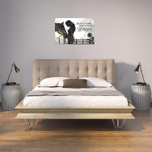 Rustic Farmhouse Horse Wall Art Decor Just A Girl Who Loves Horses Posters Country Style Wall Decor Inspirational Wall Art Rustic Posters Print for Girls Bedroom Nursery Decor 16x24 Inch Unframed in Saudi Arabia