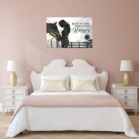 Rustic Farmhouse Horse Wall Art Decor Just A Girl Who Loves Horses Posters Country Style Wall Decor Inspirational Wall Art Rustic Posters Print for Girls Bedroom Nursery Decor 16x24 Inch Unframed in Saudi Arabia