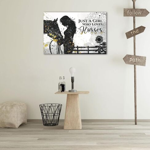 Rustic Farmhouse Horse Wall Art Decor Just A Girl Who Loves Horses Posters Country Style Wall Decor Inspirational Wall Art Rustic Posters Print for Girls Bedroom Nursery Decor 16x24 Inch Unframed in Saudi Arabia