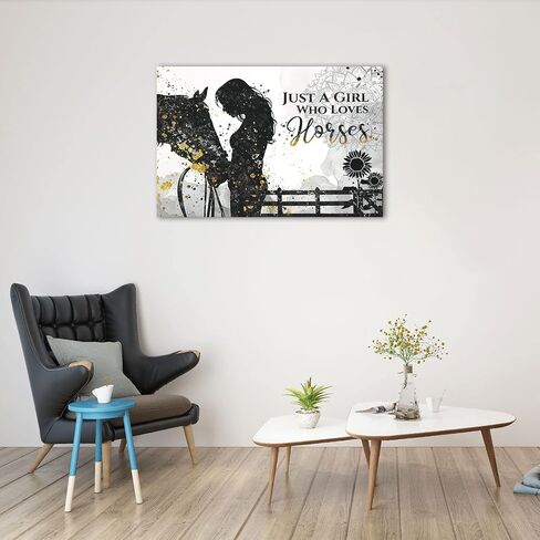 Rustic Farmhouse Horse Wall Art Decor Just A Girl Who Loves Horses Posters Country Style Wall Decor Inspirational Wall Art Rustic Posters Print for Girls Bedroom Nursery Decor 16x24 Inch Unframed in Saudi Arabia