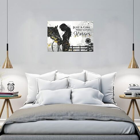 Rustic Farmhouse Horse Wall Art Decor Just A Girl Who Loves Horses Posters Country Style Wall Decor Inspirational Wall Art Rustic Posters Print for Girls Bedroom Nursery Decor 16x24 Inch Unframed in Saudi Arabia