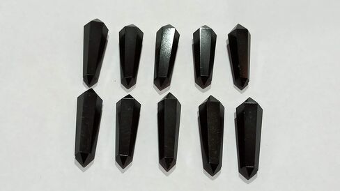 WHOLESALEGEMSHOP 10 PIECES Black Tourmaline Double Terminated Crystal Healing for Jewelry Making Necklace Wire Wrapping Pendant Crystal Grids in Kuwait