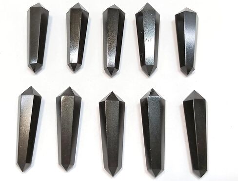 WHOLESALEGEMSHOP 10 PIECES Black Tourmaline Double Terminated Crystal Healing for Jewelry Making Necklace Wire Wrapping Pendant Crystal Grids in Kuwait