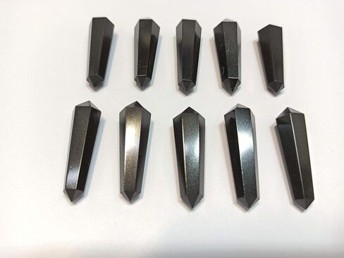 WHOLESALEGEMSHOP 10 PIECES Black Tourmaline Double Terminated Crystal Healing for Jewelry Making Necklace Wire Wrapping Pendant Crystal Grids in Kuwait