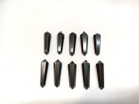 WHOLESALEGEMSHOP 10 PIECES Black Tourmaline Double Terminated Crystal Healing for Jewelry Making Necklace Wire Wrapping Pendant Crystal Grids in Kuwait