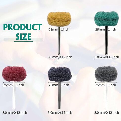 100Pcs Abrasive Buffing Wheels, 1 Inch Buffing Polishing Wheel Set with 1/8 Inch Shank, 20Pcs Each of 80 150 240 400 600 Grit Scouring Pad Abrasive Wheel for Power Rotary Tool, Rust Removal, Polishing in Saudi Arabia