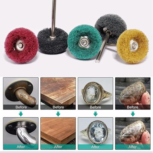 100Pcs Abrasive Buffing Wheels, 1 Inch Buffing Polishing Wheel Set with 1/8 Inch Shank, 20Pcs Each of 80 150 240 400 600 Grit Scouring Pad Abrasive Wheel for Power Rotary Tool, Rust Removal, Polishing in Saudi Arabia