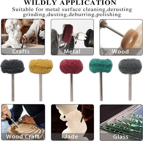 100Pcs Abrasive Buffing Wheels, 1 Inch Buffing Polishing Wheel Set with 1/8 Inch Shank, 20Pcs Each of 80 150 240 400 600 Grit Scouring Pad Abrasive Wheel for Power Rotary Tool, Rust Removal, Polishing in Saudi Arabia