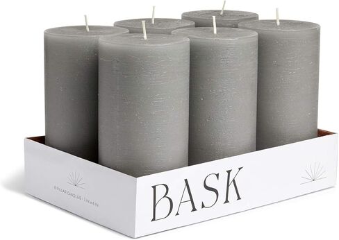 Mottled Pillar Candles by Bask - Set of 6-3" x 6" Dripless Unscented Candles in White for Home Decor, Relaxation & All Occasions in Kuwait