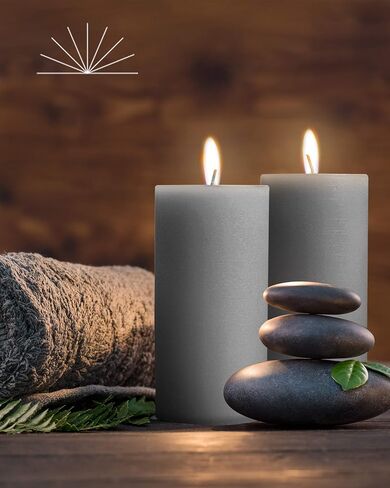 Mottled Pillar Candles by Bask - Set of 6-3" x 6" Dripless Unscented Candles in White for Home Decor, Relaxation & All Occasions in Kuwait