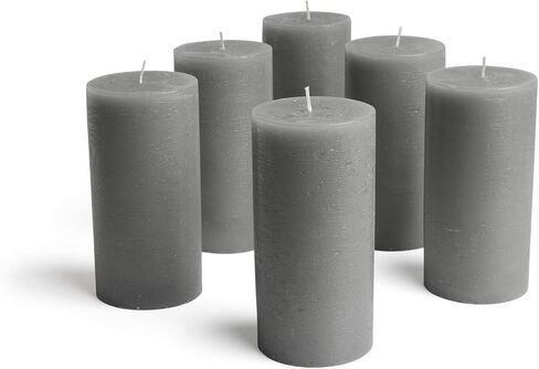 Mottled Pillar Candles by Bask - Set of 6-3" x 6" Dripless Unscented Candles in White for Home Decor, Relaxation & All Occasions in Kuwait