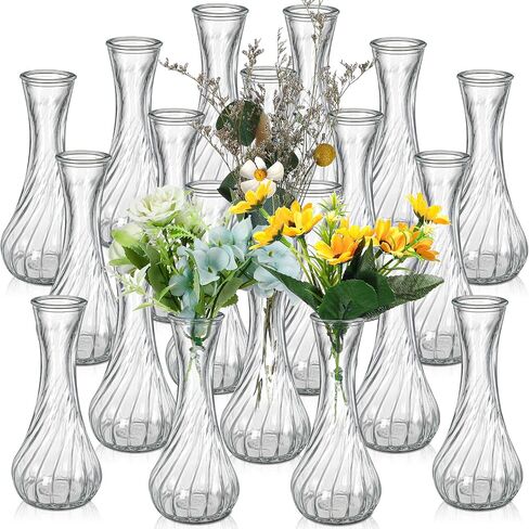 Nuogo 20 Set Glass Vase Bud Vases in Bulk for Floral Arrangements Clear Bud Vases in Bulk for Floral Arrangements Wedding Events Home Decor Table Centerpiece in Saudi Arabia