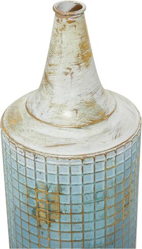 79 ديكو مزهرية معدنية طويلة بتصميم ممزق، مجموعة من 2 قطعة 25 انش، ارتفاع 18 انش، ازرق in Kuwait