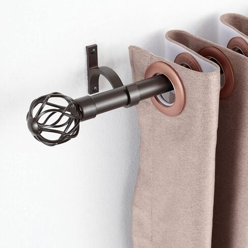 قضيب ستارة نافذة مزخرف مقاس 1 بوصة من Kemmie مع نهايات قفص منحنيات ملتوية مستديرة، طول تلسكوبي 36-72 بوصة، برونزي in Kuwait