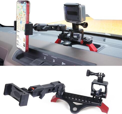 Dash Phone Mount Picatinny Rail Holder for 2021 2022 2023 2024 2025 2026 New Ford Bronco 2/4 Door Interior Accessories, Dashboard Cell Phone with Action Camera Mounts for GoPro, 360° Adjustable in Saudi Arabia
