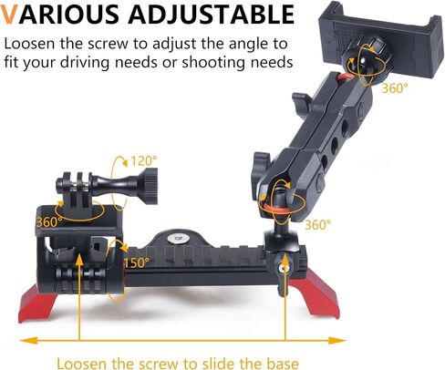 Dash Phone Mount Picatinny Rail Holder for 2021 2022 2023 2024 2025 2026 New Ford Bronco 2/4 Door Interior Accessories, Dashboard Cell Phone with Action Camera Mounts for GoPro, 360° Adjustable in Saudi Arabia