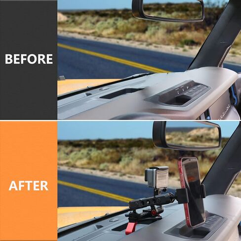Dash Phone Mount Picatinny Rail Holder for 2021 2022 2023 2024 2025 2026 New Ford Bronco 2/4 Door Interior Accessories, Dashboard Cell Phone with Action Camera Mounts for GoPro, 360° Adjustable in Saudi Arabia
