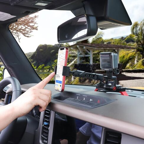 Dash Phone Mount Picatinny Rail Holder for 2021 2022 2023 2024 2025 2026 New Ford Bronco 2/4 Door Interior Accessories, Dashboard Cell Phone with Action Camera Mounts for GoPro, 360° Adjustable in Saudi Arabia