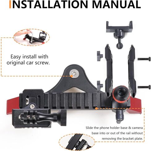 Dash Phone Mount Picatinny Rail Holder for 2021 2022 2023 2024 2025 2026 New Ford Bronco 2/4 Door Interior Accessories, Dashboard Cell Phone with Action Camera Mounts for GoPro, 360° Adjustable in Saudi Arabia