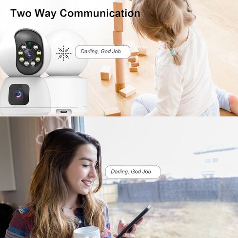 كاميرا داخلية بعدسة مزدوجة، شاشة عرض مزدوجة 2 في 1، كاميرات واي فاي 5G/2.4G لأمان المنزل، كاميرا ربط قابلة للإمالة بزاوية 360 درجة للحيوانات الأليفة، رؤية ليلية ملونة، صوت ثنائي الاتجاه، كشف الحركة، تطبيق الهاتف in Kuwait