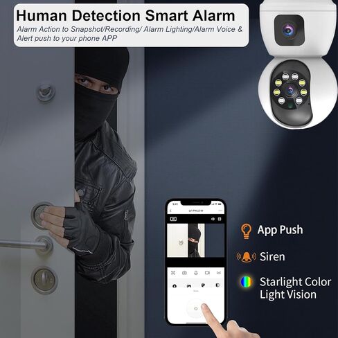 كاميرا داخلية بعدسة مزدوجة، شاشة عرض مزدوجة 2 في 1، كاميرات واي فاي 5G/2.4G لأمان المنزل، كاميرا ربط قابلة للإمالة بزاوية 360 درجة للحيوانات الأليفة، رؤية ليلية ملونة، صوت ثنائي الاتجاه، كشف الحركة، تطبيق الهاتف in Kuwait