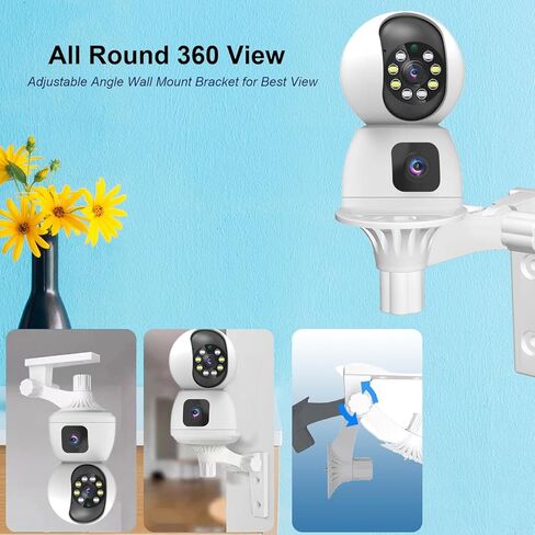 كاميرا داخلية بعدسة مزدوجة، شاشة عرض مزدوجة 2 في 1، كاميرات واي فاي 5G/2.4G لأمان المنزل، كاميرا ربط قابلة للإمالة بزاوية 360 درجة للحيوانات الأليفة، رؤية ليلية ملونة، صوت ثنائي الاتجاه، كشف الحركة، تطبيق الهاتف in Kuwait
