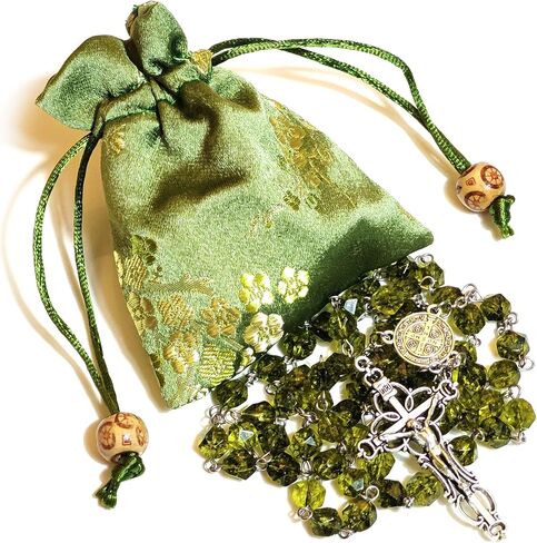 GeekTenet Rosary Beads Chaplet Rhombus Natural Aquamarine Crystal Rosery Cross Catholic gifts in Saudi Arabia