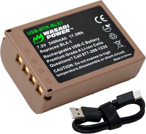 Wasabi Power USB Battery (Ginger Series) for Olympus BLX-1 and Olympus OM System OM-1 / OM-1 Mark ii in Kuwait