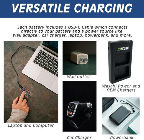 Wasabi Power USB Battery (Ginger Series) for Olympus BLX-1 and Olympus OM System OM-1 / OM-1 Mark ii in Kuwait