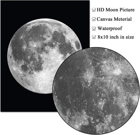 5 قطع ديكور حائط على شكل قمر - لوحات فنية مطبوعة على القماش باللونين الاسود والابيض والقمر القمري، بوستر مطبوع تجريدي للمكتب وغرفة النوم وغرفة المعيشة وغرفة النوم، لوحات بدون اطار لديكور المنزل in Kuwait