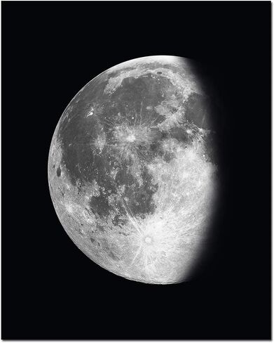 5 قطع ديكور حائط على شكل قمر - لوحات فنية مطبوعة على القماش باللونين الاسود والابيض والقمر القمري، بوستر مطبوع تجريدي للمكتب وغرفة النوم وغرفة المعيشة وغرفة النوم، لوحات بدون اطار لديكور المنزل in Kuwait